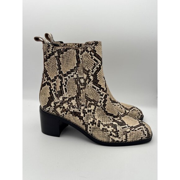 Women’s Nordstrom Size 8 Brown & Cream Snakeskin Ankle Boots - Picture 2 of 5